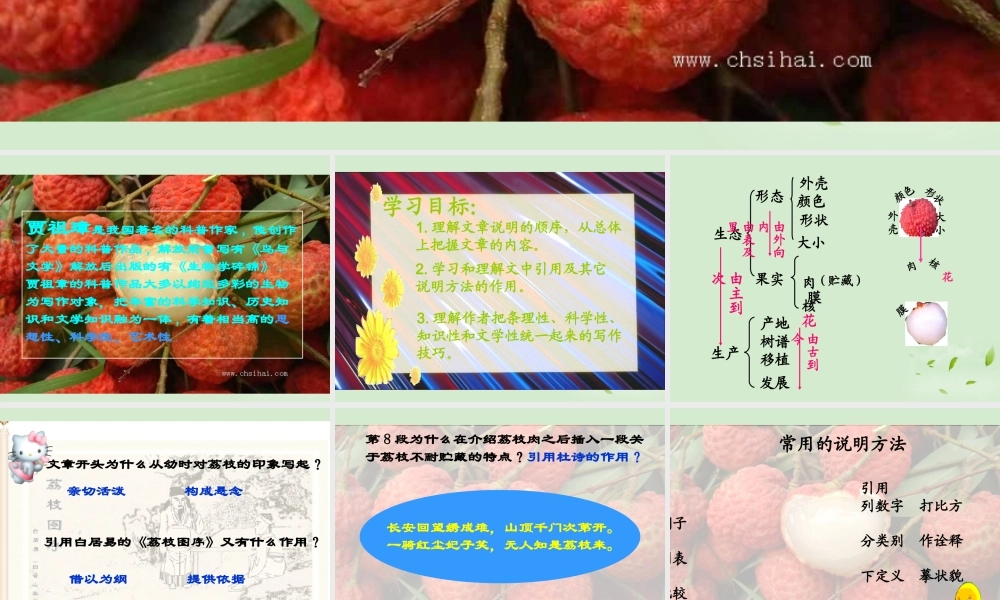 高中语文 1-2-1(南州六月荔枝丹)课件 苏教版必修5 课件