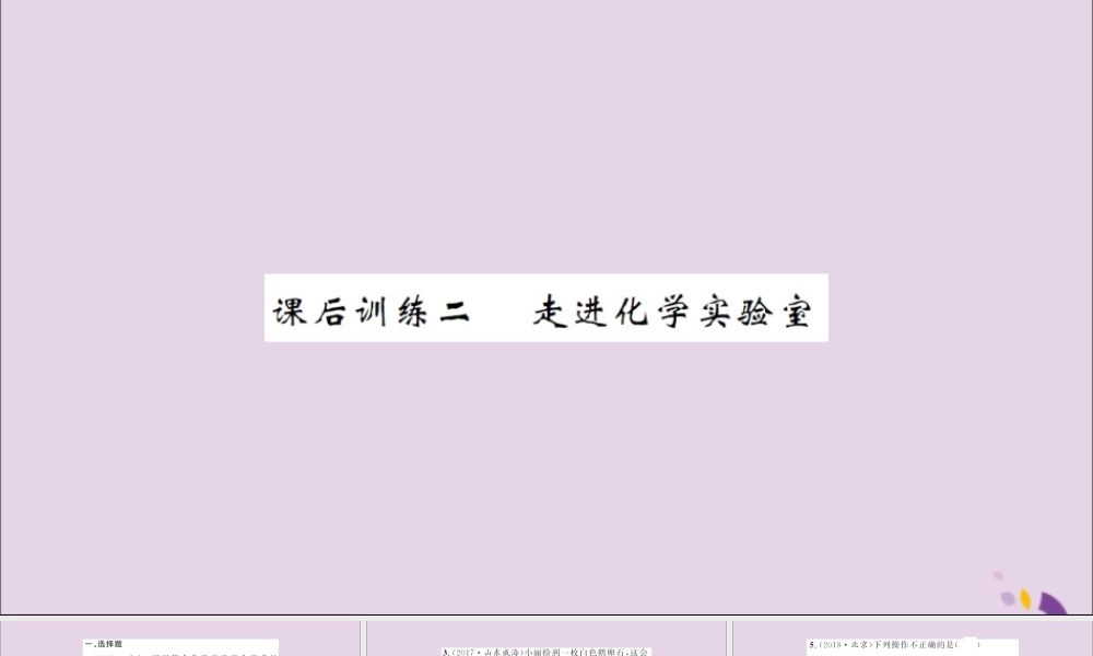 湖北省中考化学一轮复习 课后训练二 走进化学实验室习题课件