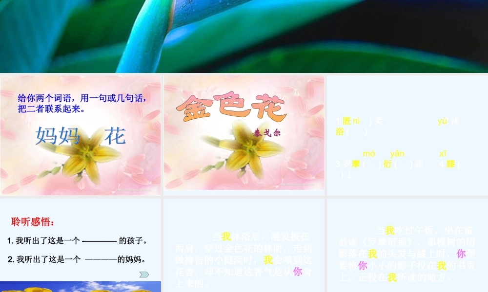 (部编)初中语文人教2011课标版七年级上册金色花教学ppt