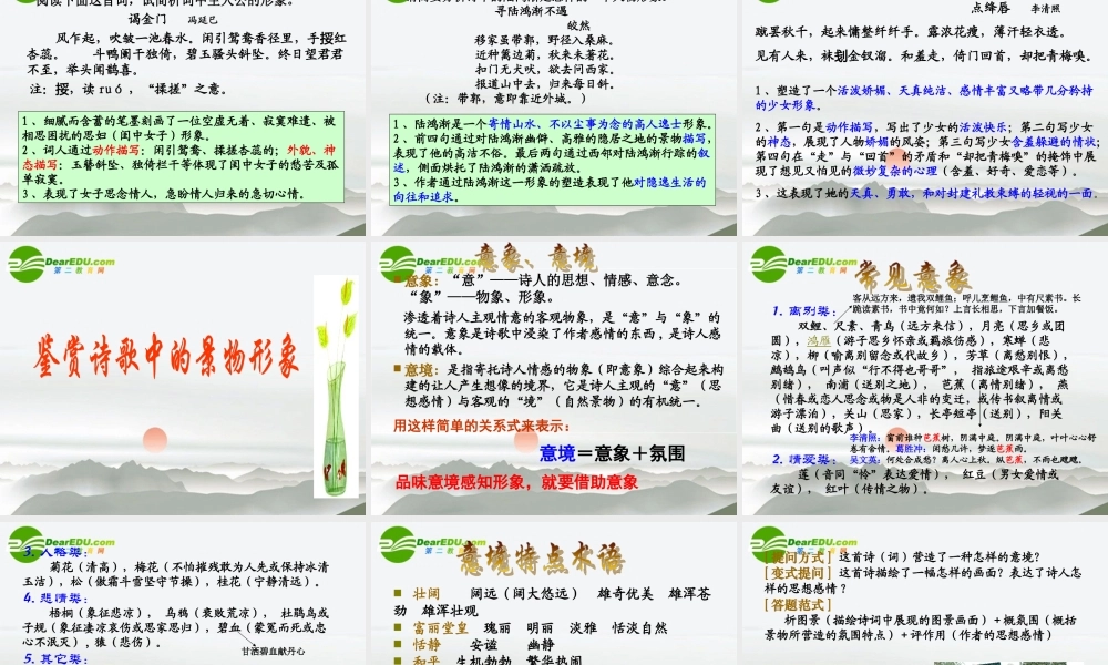 高考语文 鉴赏诗歌形象复习专题课件 新人教版 课件
