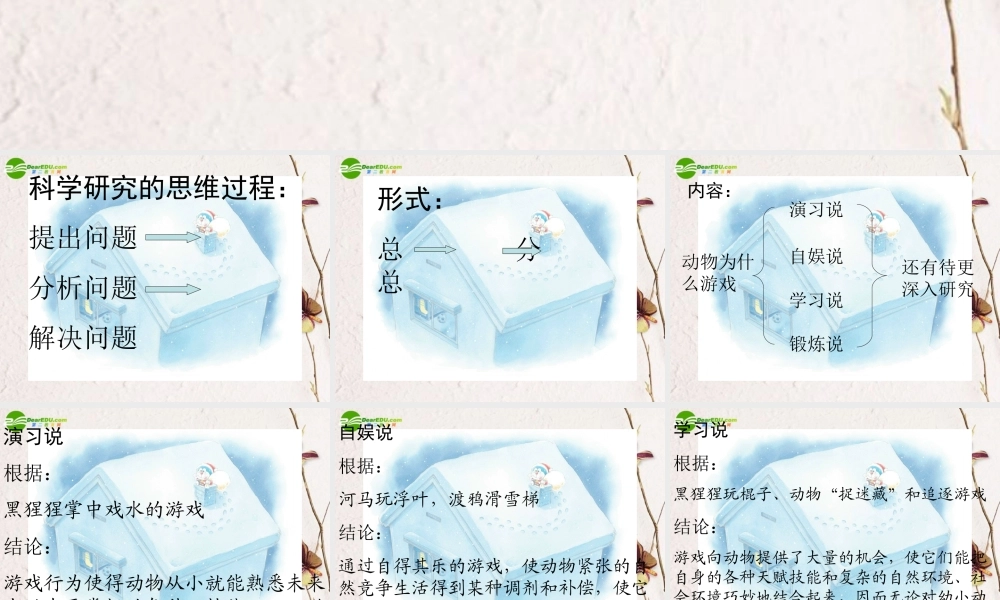 高中语文 第四单元第13课(动物游戏之谜)课件(1) 新人教版必修3 课件