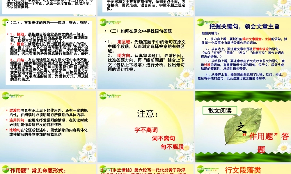 高中语文 专题训练现代文阅读指导课件