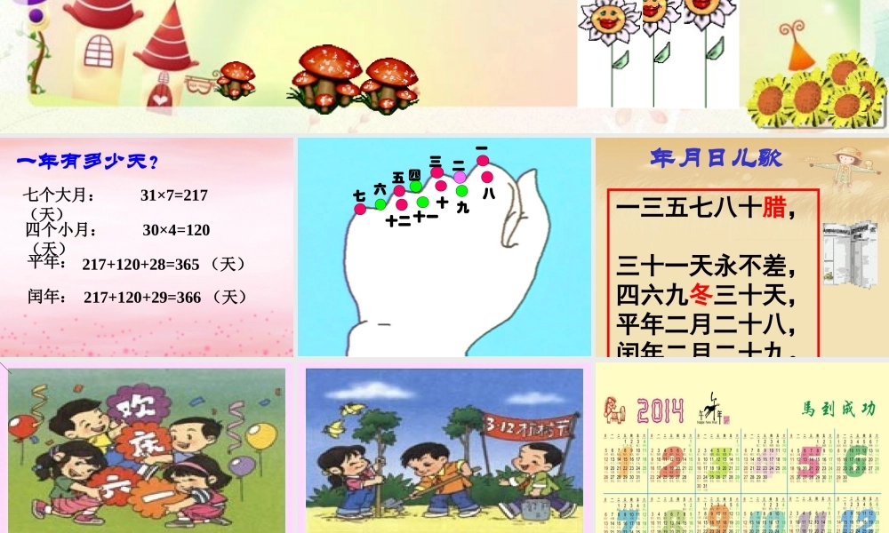 人教2011版小学数学三年级长沙高新区坪山小学袁芳年、月、日课件