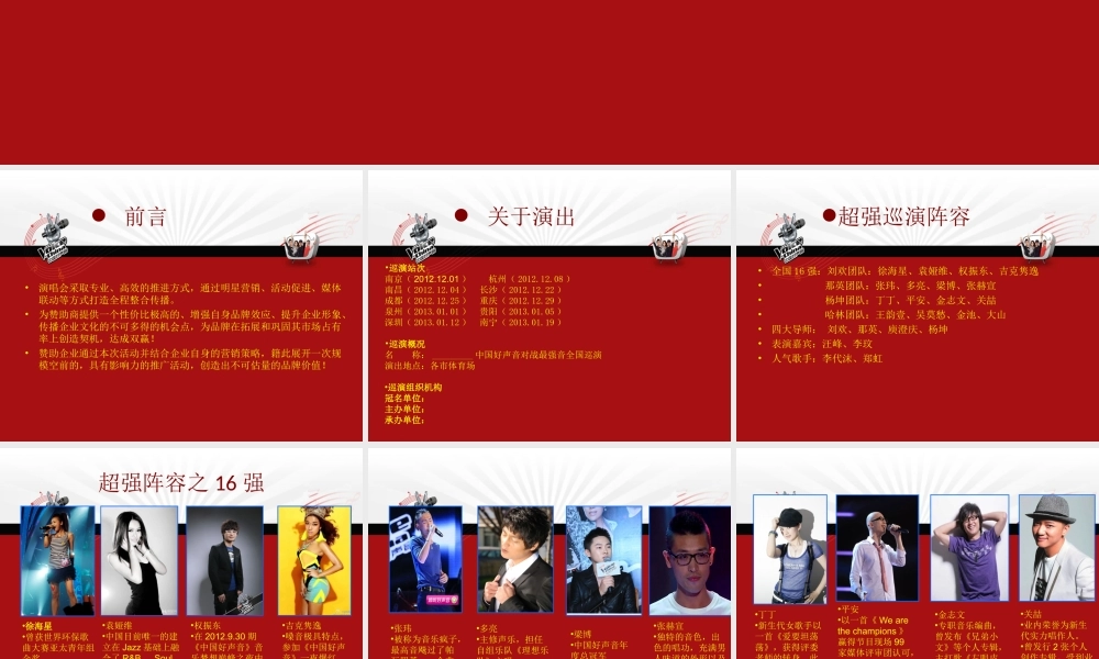 中国好声音全球巡演赞助回报方案