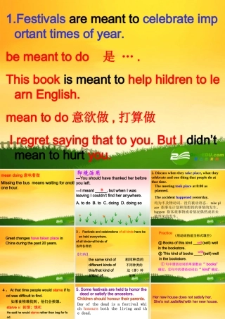 高中英语：unit1 festivals language points课件新人教版必修3 课件