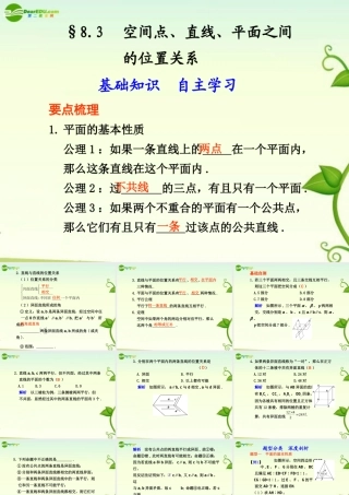 高考数学 8.3  空间点、直线、平面之间的位置关系总复习课件