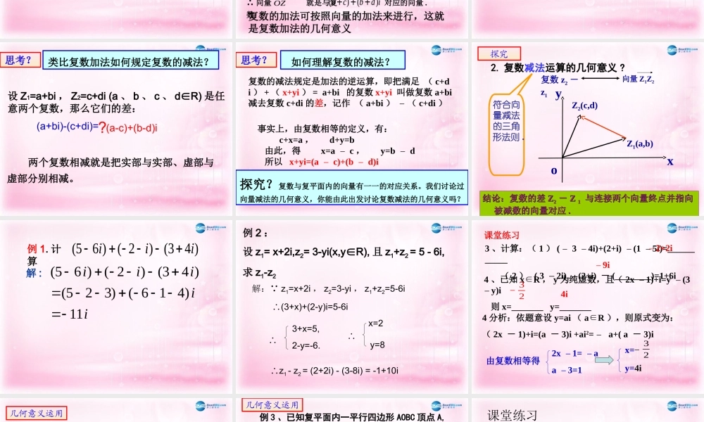高中数学 28 复数的运算课件 理 新人教A版选修2-2 课件