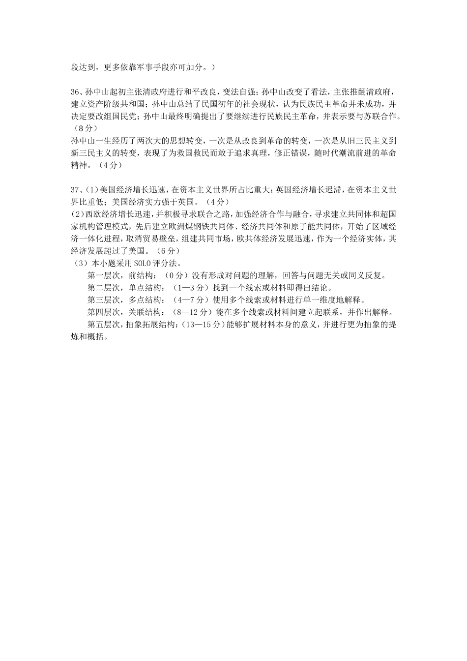 09学年高三历史模拟卷答案_第2页