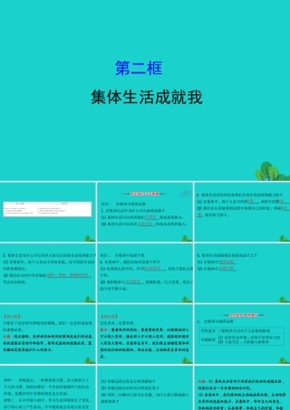 版七年级道德与法治下册 第三单元 在集体中成长 第六课 我和我们 第2框集体生活成就我习题课件 新人教版 课件