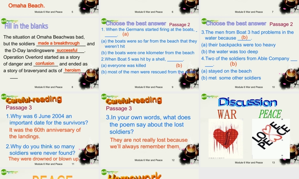 高中英语 Module6(War and Peace)introduction,reading and voca课件4 外研版选修6 课件