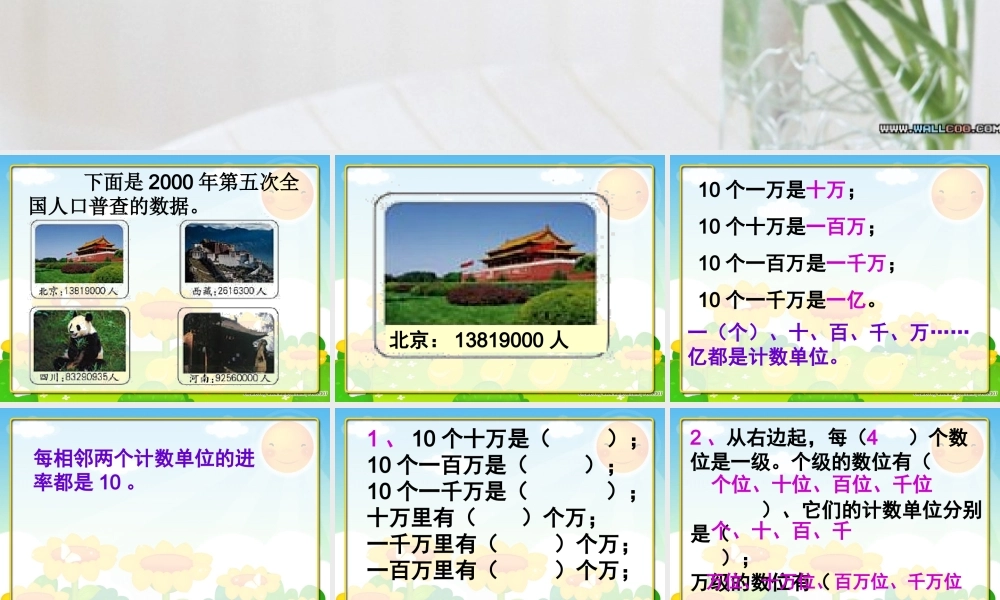 小学人教四年级数学亿以内数的读法(一)