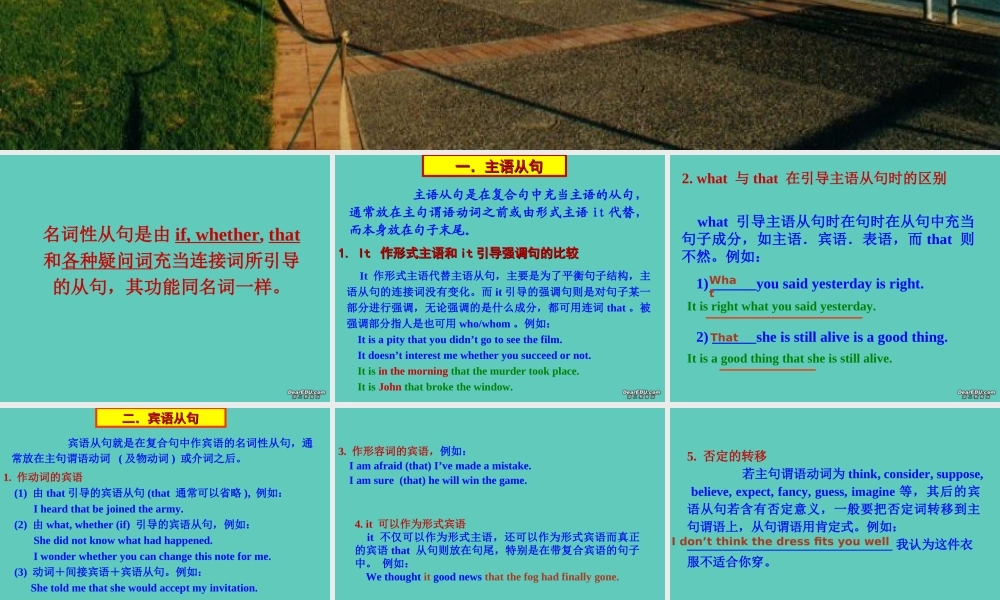 江苏地区高一英语名词性从句复习 牛津英语 课件