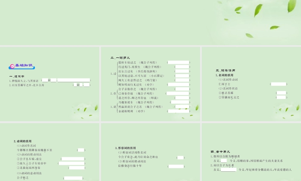 高中语文课时讲练通配套课件 (魏公子列传)苏教版选(史记选读) 课件