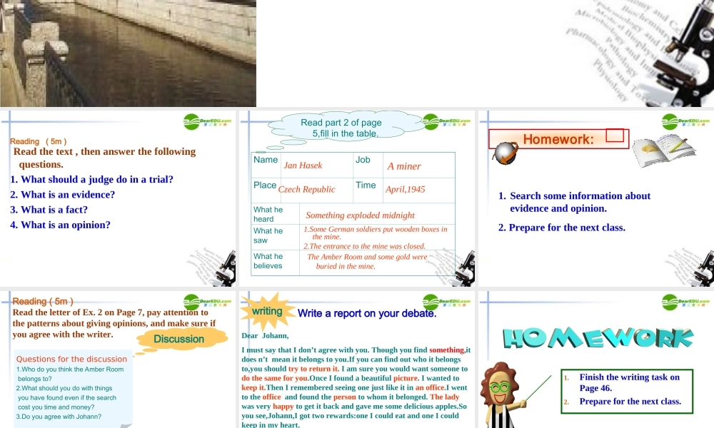 高中英语 Unit1 Reading and Writing课件 新人教版必修2 课件