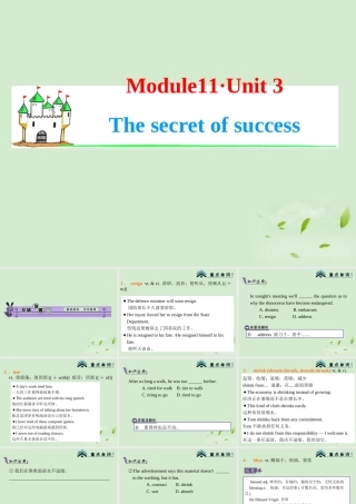 高考英语一轮复习 Module11 Unit 3 The secret of success课件 牛津译林版(湖南专用) 课件