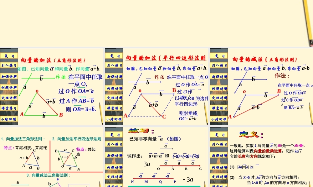 高中数学 2.2.3 向量数乘运算课件 新人教A版必修4 课件