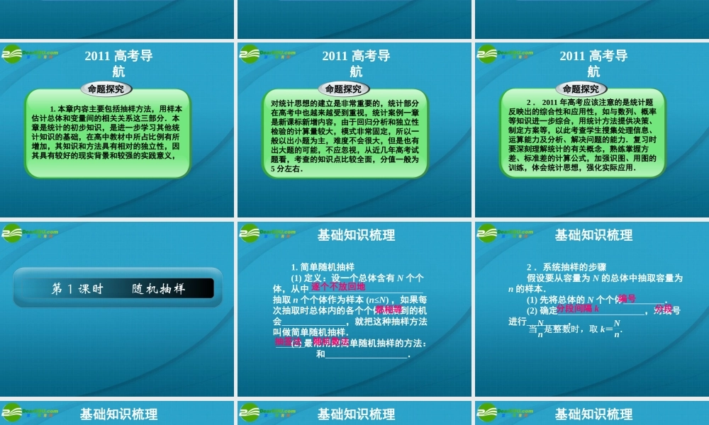 高考数学 13章1课时随机抽样课件 新人教A版 课件