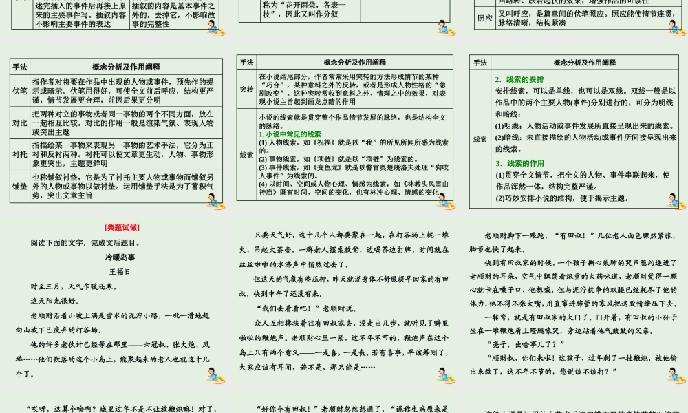高三语文二轮复习专题三小说阅读第3讲课件