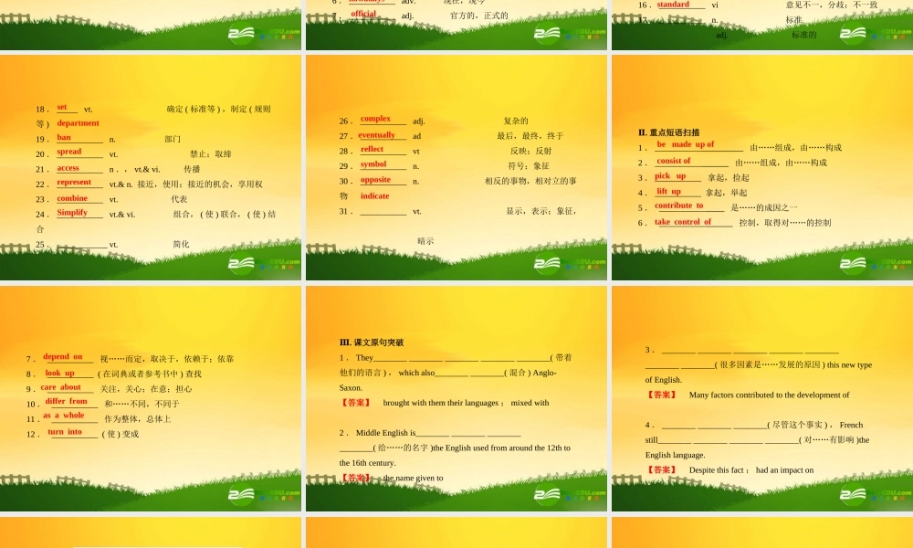 湖南高考英语一轮复习资料 模块三Unit 2Language语言课件 牛津版 课件