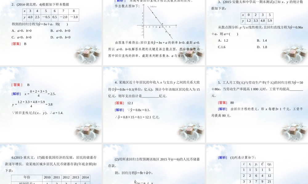 高中数学 232两个变量的线性相关课件 新人教B版必修3 课件