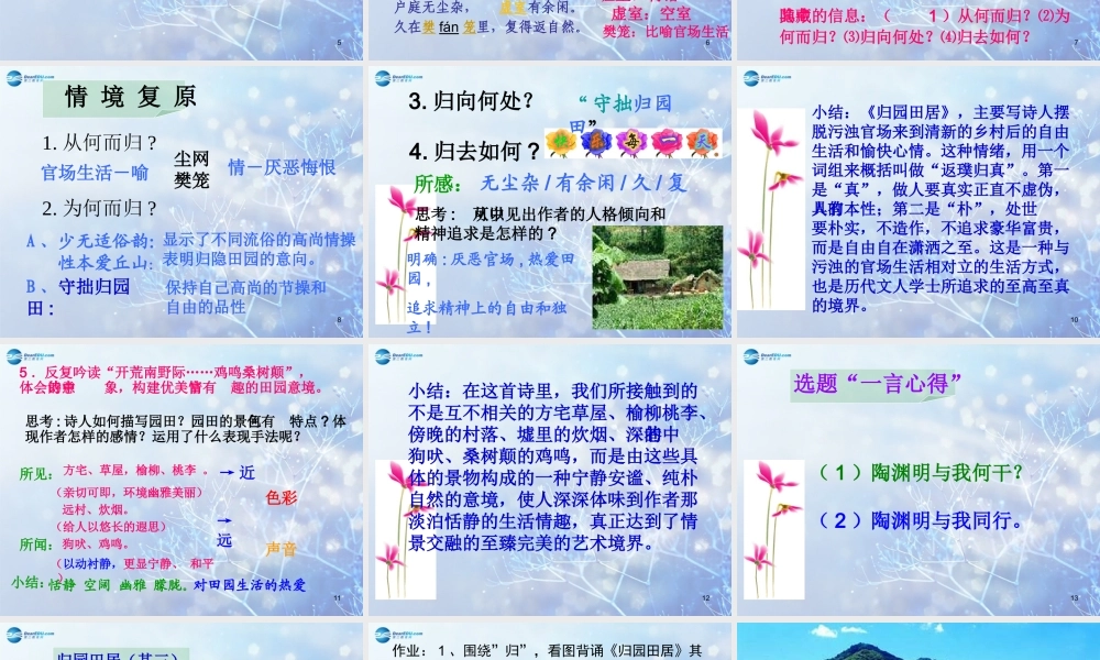 高中语文 第二单元 第四课(诗三首)归园田居其一课件 新人教版必修2 课件