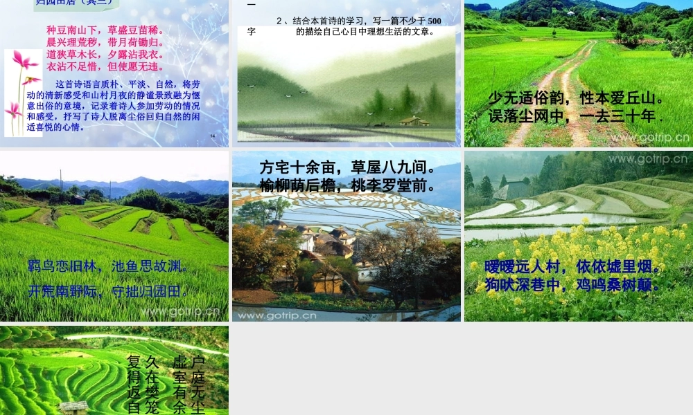 高中语文 第二单元 第四课(诗三首)归园田居其一课件 新人教版必修2 课件