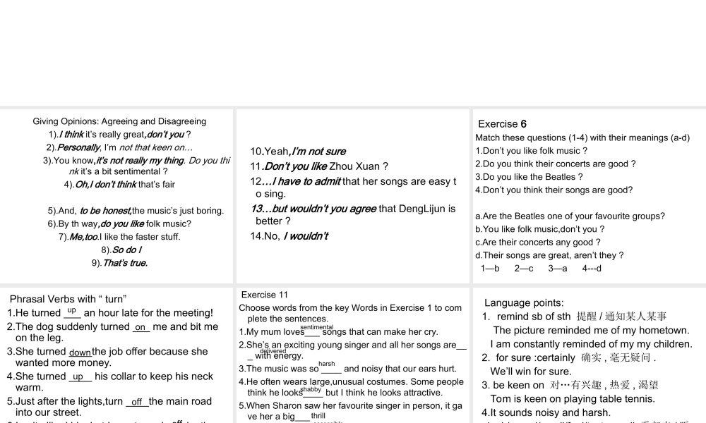 高中英语Unit 18 Beauty Lesson 2 What＇s your favourite music课件 北师大版 必修6 课件