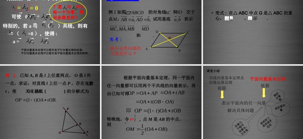高中数学 221平面向量基本定理课件 新人教B版必修4 课件