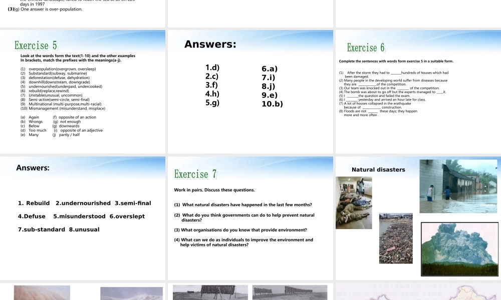 高中英语 Unit 22 Lesson 3 Natural Disasters 课件2 北师大版选修8 课件