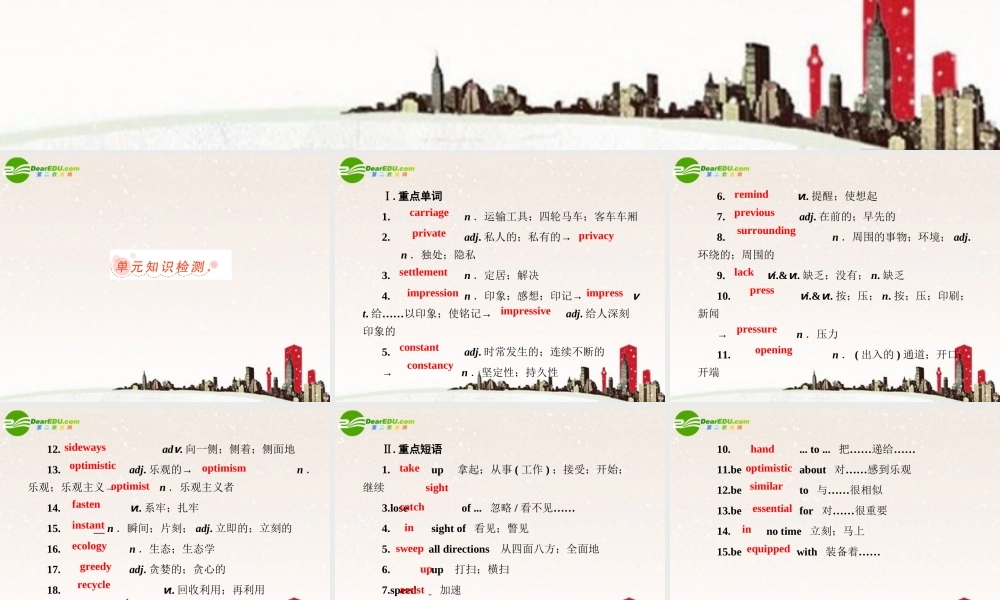 高考英语 Unit3 总复习课件 新人教版必修5 课件