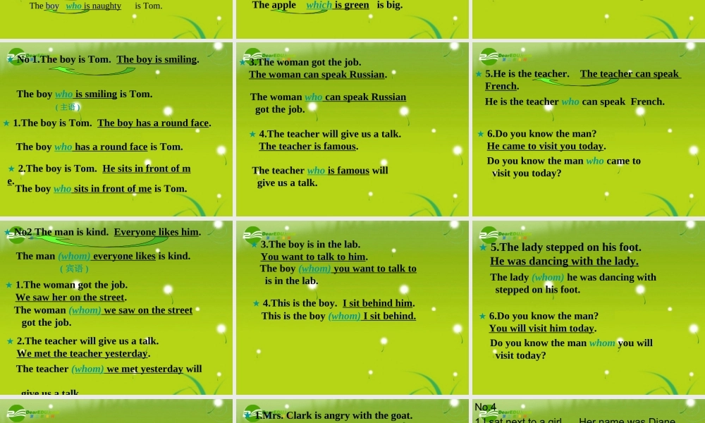 高中英语 定语从句之关系代词的学习课件 牛津版必修1高一 课件