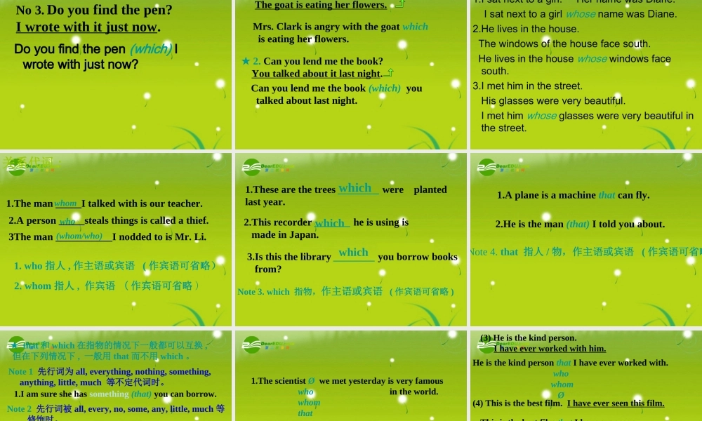 高中英语 定语从句之关系代词的学习课件 牛津版必修1高一 课件