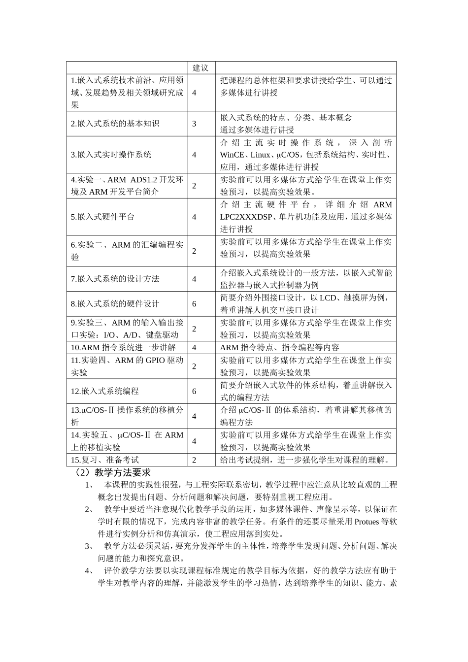 《嵌入式系统应用》教学大纲_第3页