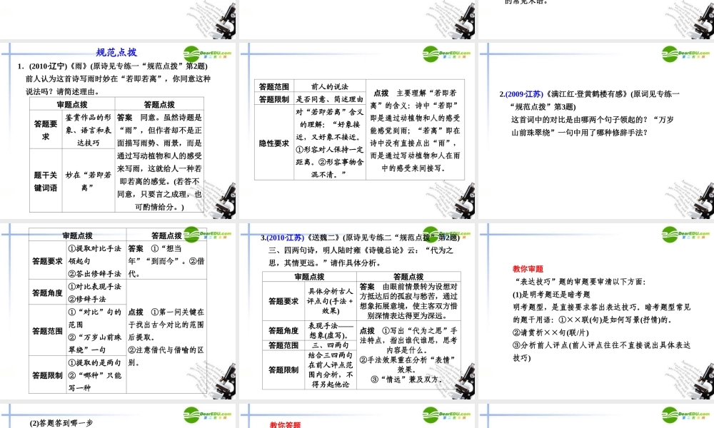 高考语文二轮复习 1第三章专练三辨析表达技巧配套课件
