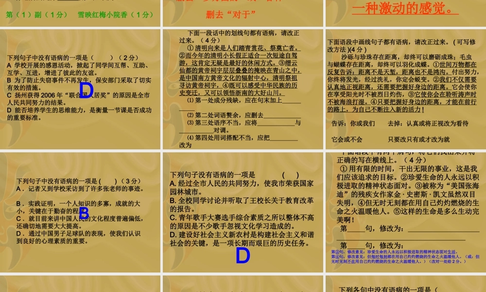 语文中考改病句专项练习课件苏科版 课件