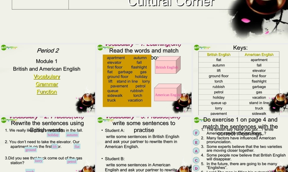 高中英语 Module1(British and American Englishcorner)grammar课件3 外研版必修5 课件
