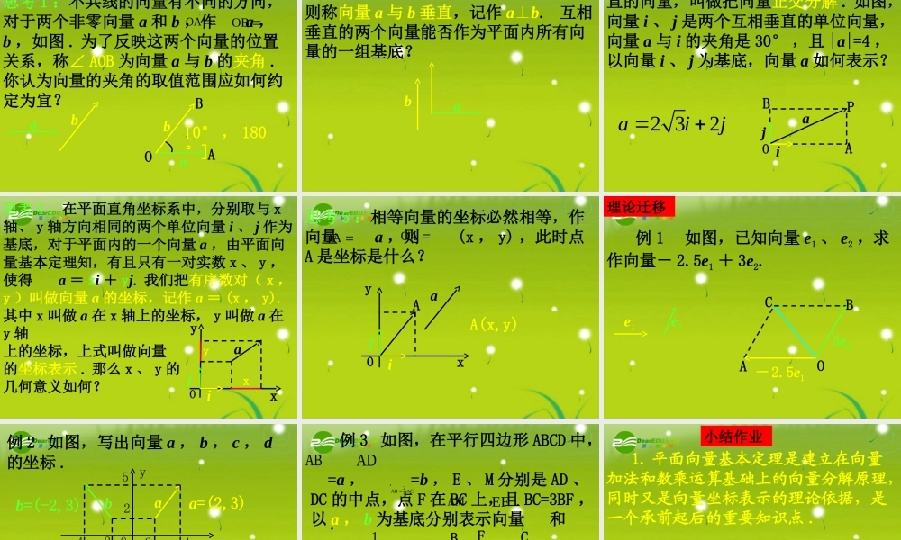 高中数学 平面向量的基本定理及坐标表示(2课时)课件 新人教A版必修4 课件