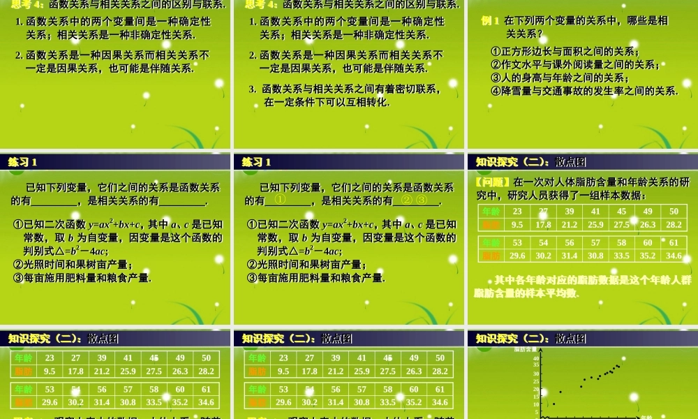 高中数学 23变量间的相关关系一、二)课件 新人教A版必修3 课件