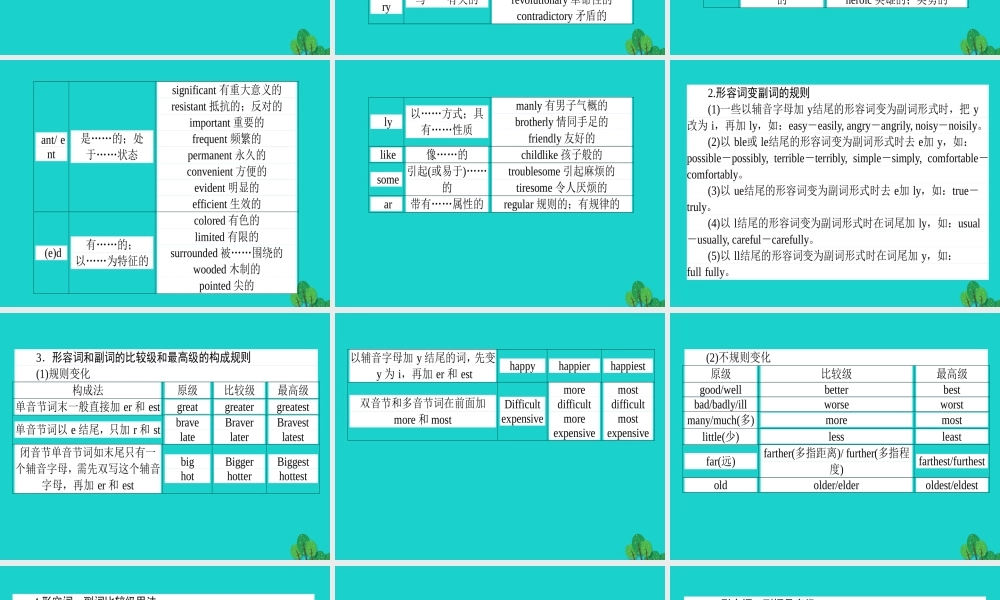 高考英语二轮复习 专题四 语法填空 3 形容词、副词转换及形容词、副词比较等级课件
