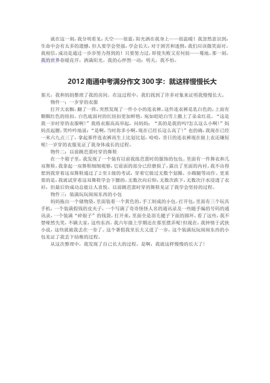 历年南通中考满分作文_第3页