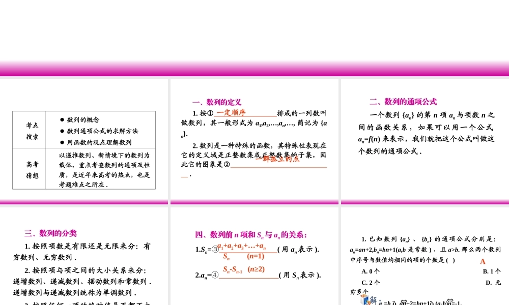 高考数学第一轮总复习 3.1数列的概念课件 理 (广西专版) 课件