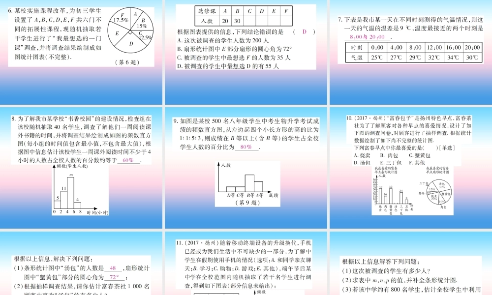 秋七年级数学上册 第六章 数据的收集与整理章末考点复习与小结作业课件 (新版)北师大版 课件