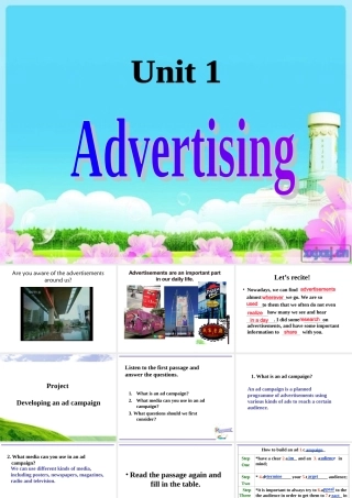 高中英语 Unit1 Advertising Project精品课件 牛津译林版必修4 课件