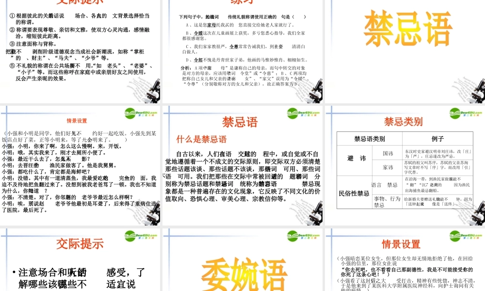 高中语文 表达交流(交际中的语言运用)课件 新人教版必修3 课件