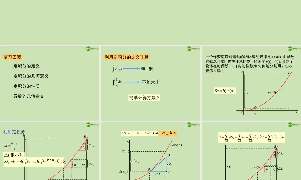 高中数学(微积分基本定理)课件1 新人教A版选修2-2 课件