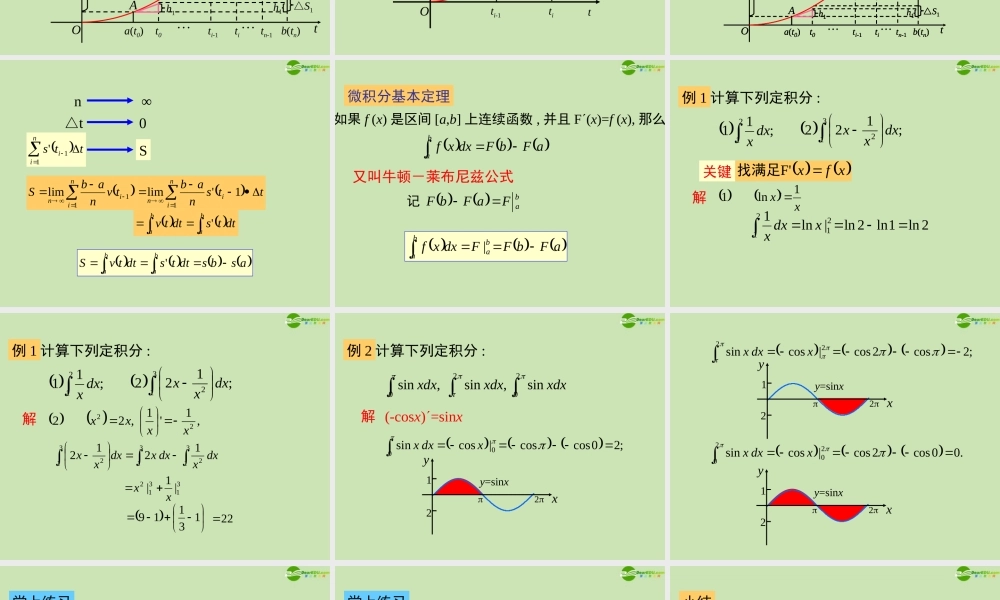 高中数学(微积分基本定理)课件1 新人教A版选修2-2 课件