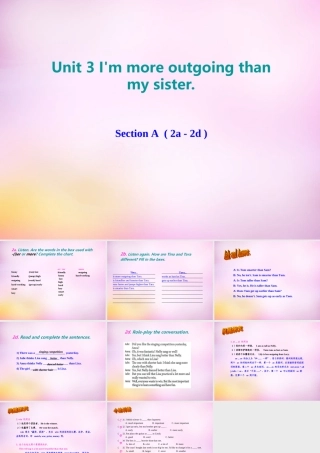 秋八年级英语上册 Unit 3 I'm more outgoing than my sister Section A(2a 2d)课件 (新版)人教新目标版 课件