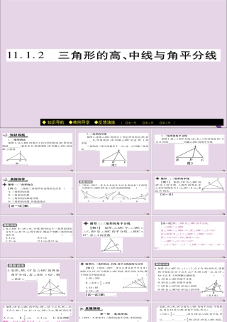 秋八年级数学上册 第十一章(三角形)11.1 与三角形有关的线段 11.1.2 三角形的高、中线与角平分线课件 (新版)新人教版 课件