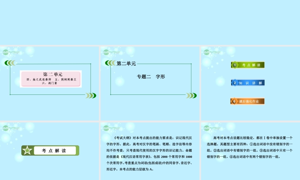高中语文 专题二 字形课件 新人教版必修1 课件