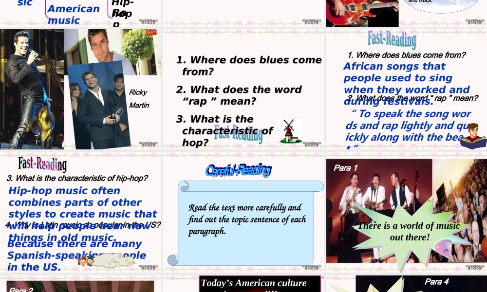 高一英语Unit11 Reading The sounds of the world课件 新课标 人教版 课件